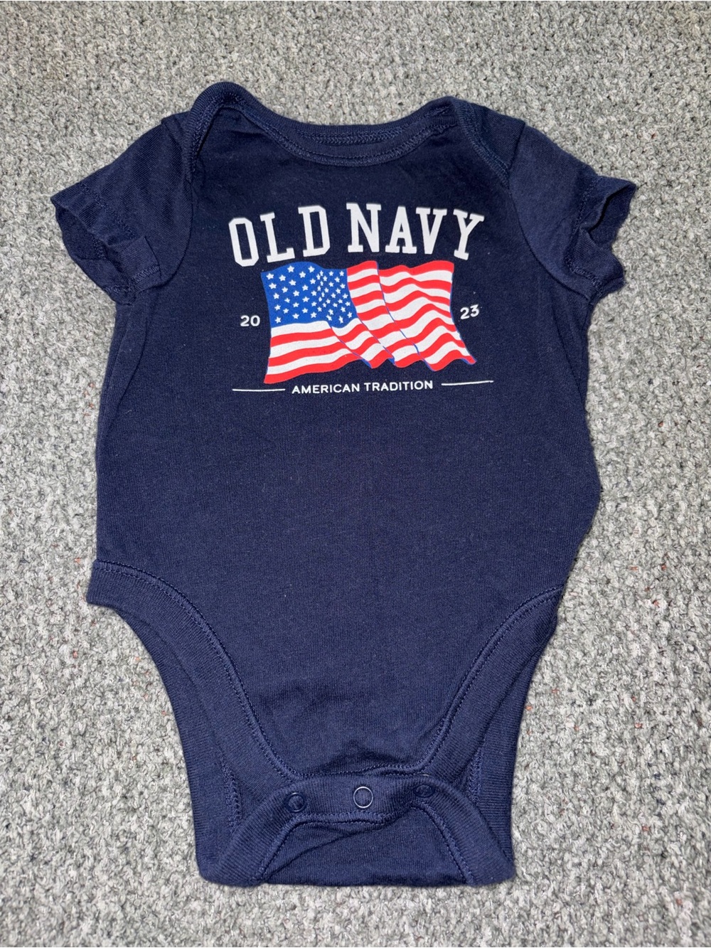 Old Navy Navy Blue Baby One-Piece with Flag Graphic